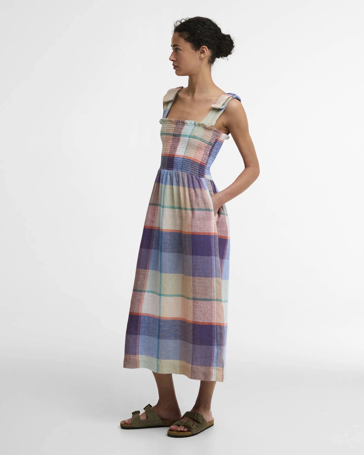 Barbour Amelie Linen Midi Dress In Multi Check – Jepsons