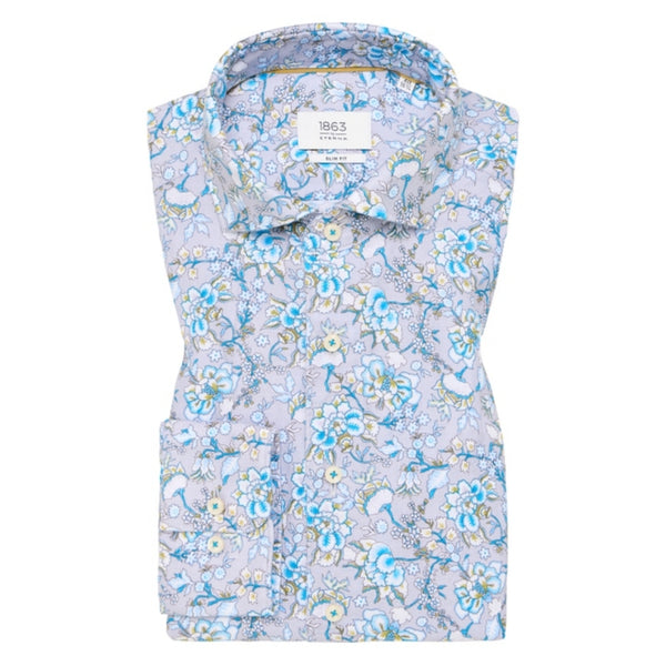 eterna 1863 Floral Printed Cotton And Linen Shirt 4180