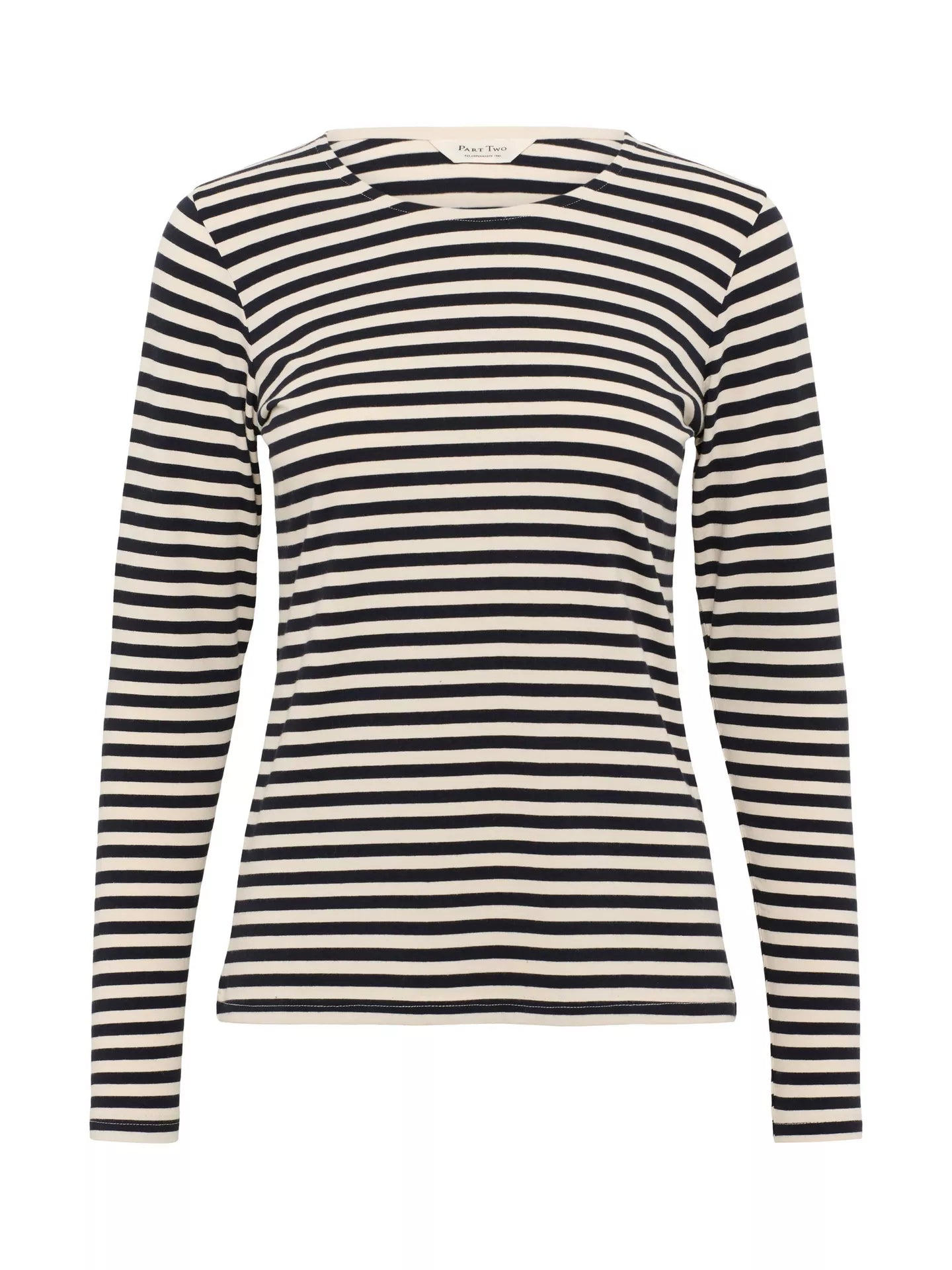 Part Two Nemajas Round Neck T-Shirt in Dark Navy Stripe
