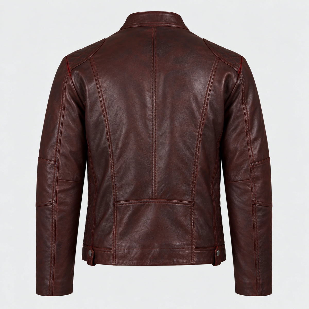 Helium Lamb Nappa Leather Biker Style Jacket Dark Red