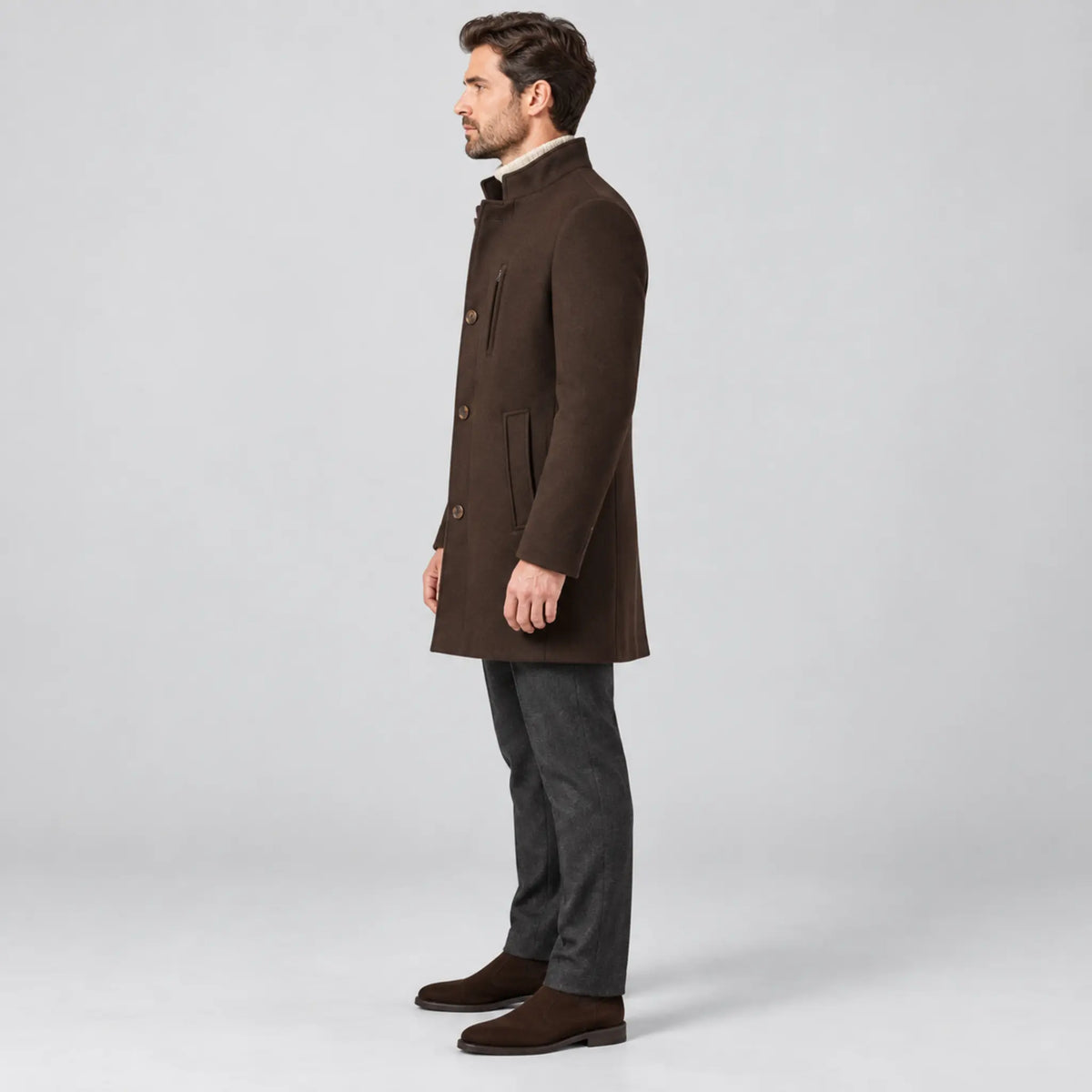 Roy Robson Mid-Thigh Coat - Dark Brown 17972