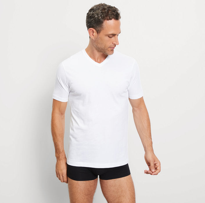 Olymp 2 Pack V Neck T Shirt in White 07011200