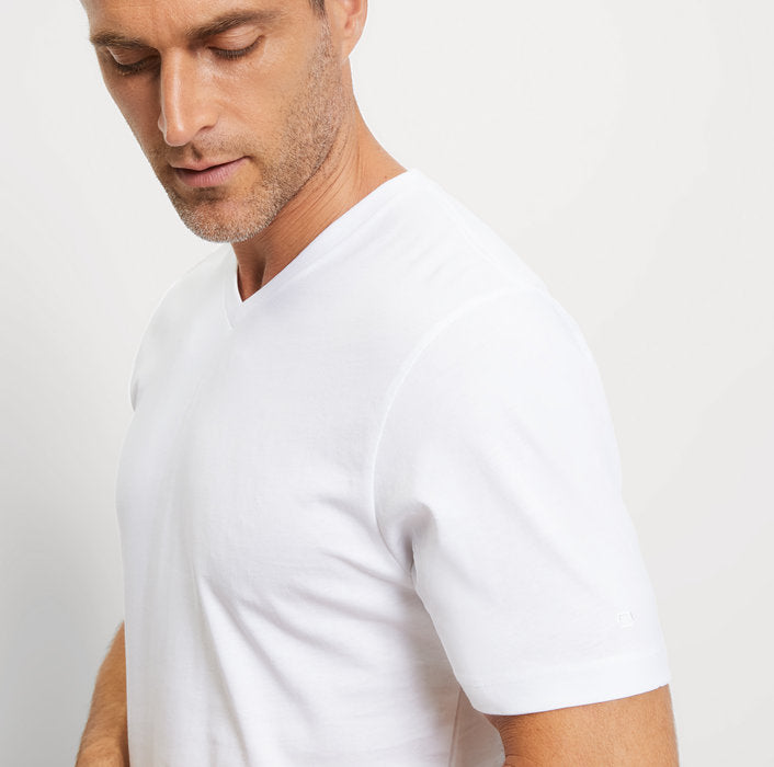 Olymp 2 Pack V Neck T Shirt in White 07011200