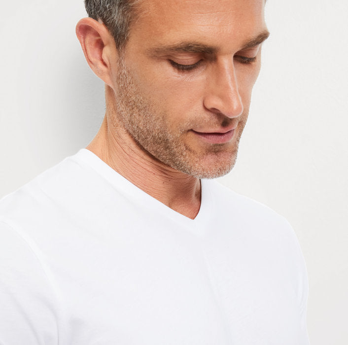 Olymp 2 Pack V Neck T Shirt in White 07011200