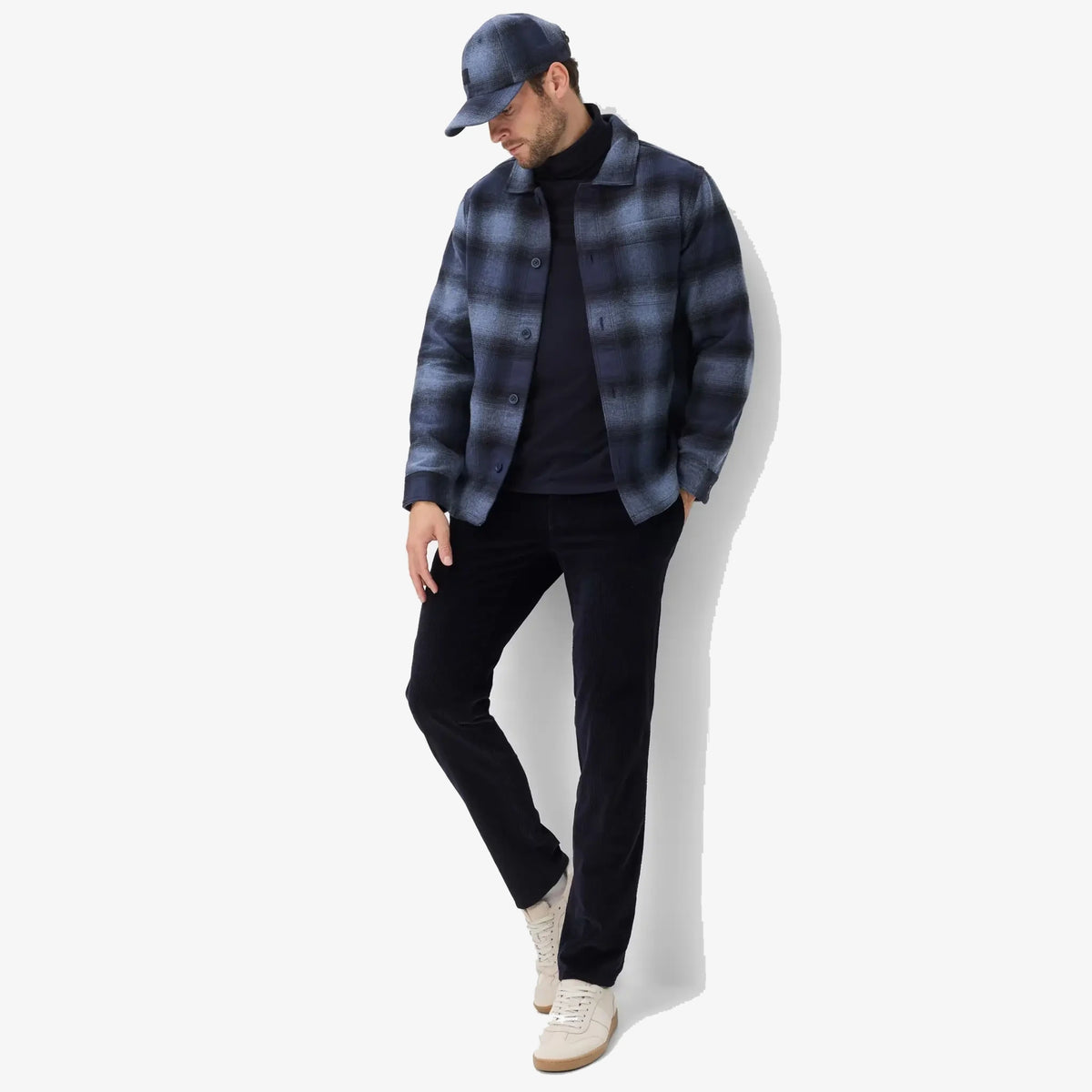 Brax Santiago Overshirt Shacket in Navy Check