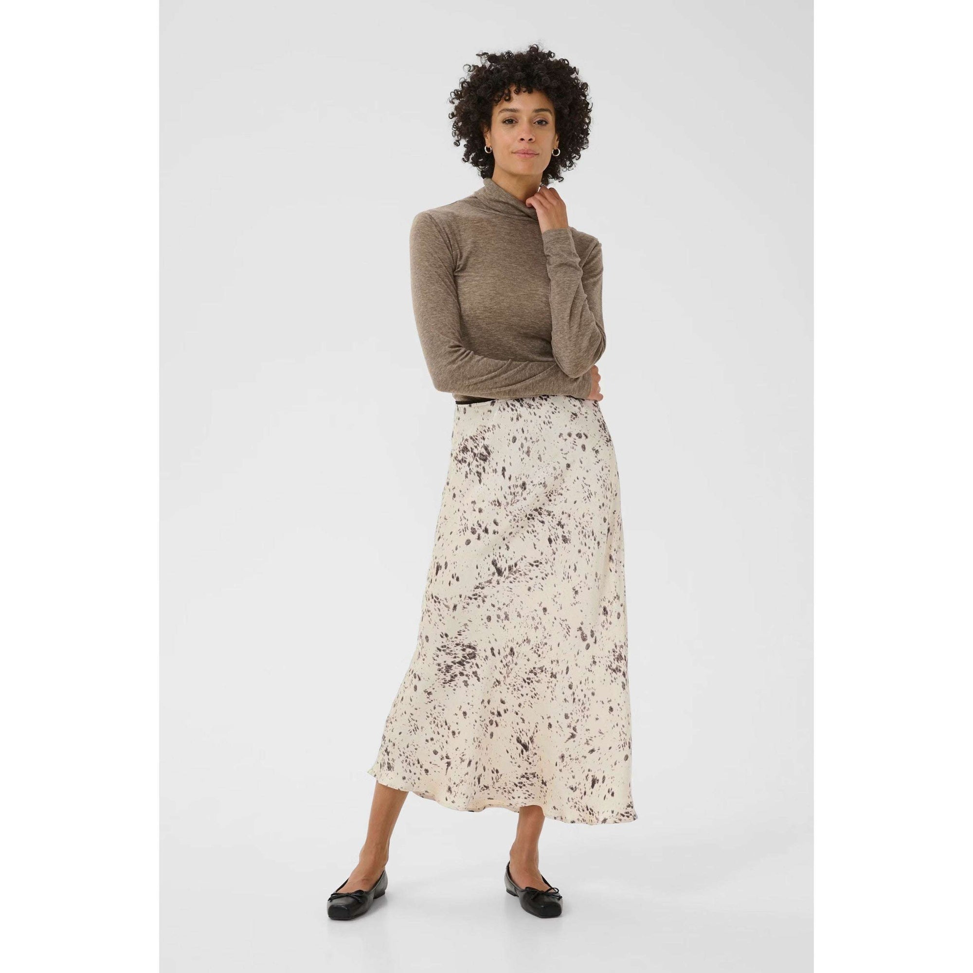 Part Two Laurina Midi Skirt - French Oak Scattered Print