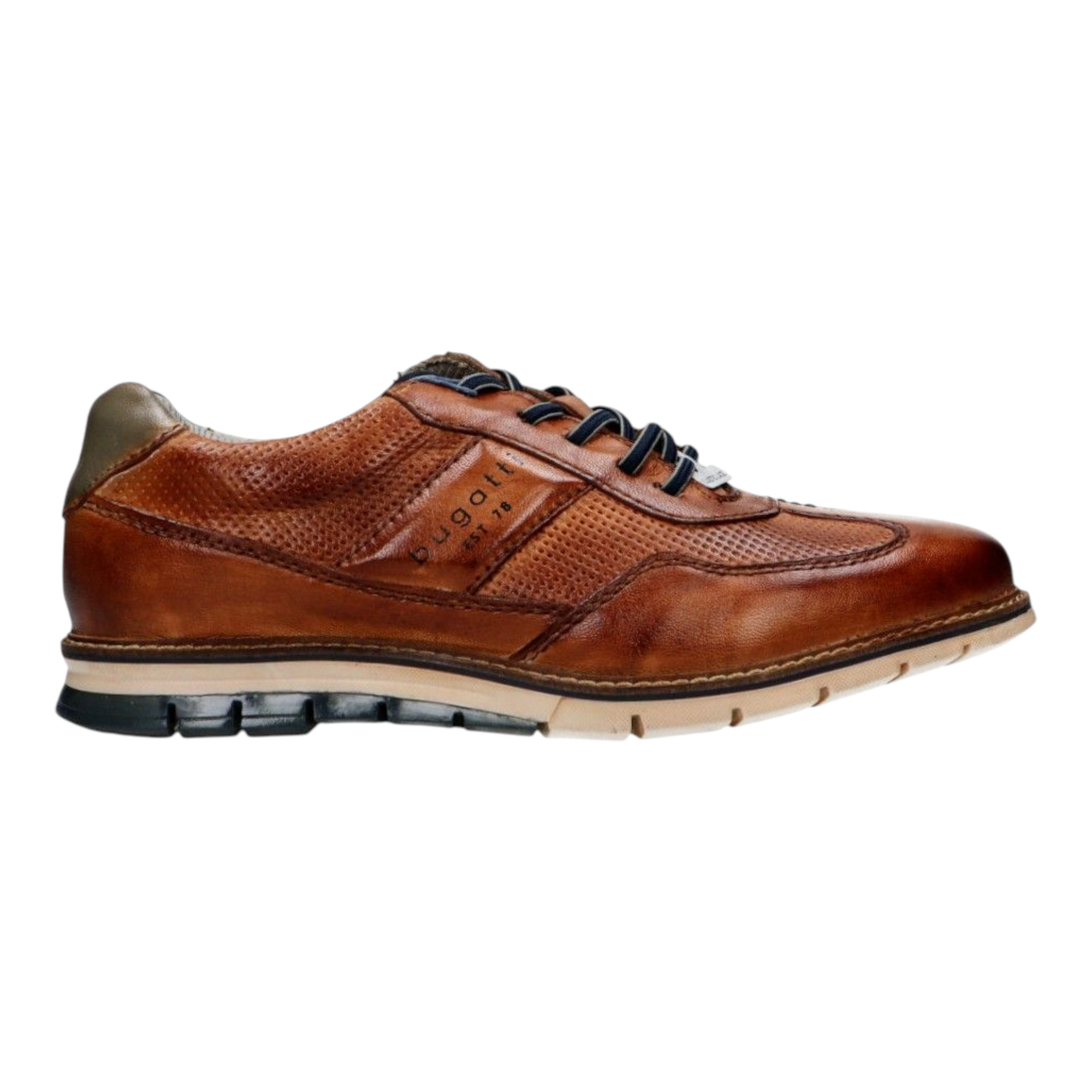 bugatti Stretch Lace-up Smart Sneakers Cognac