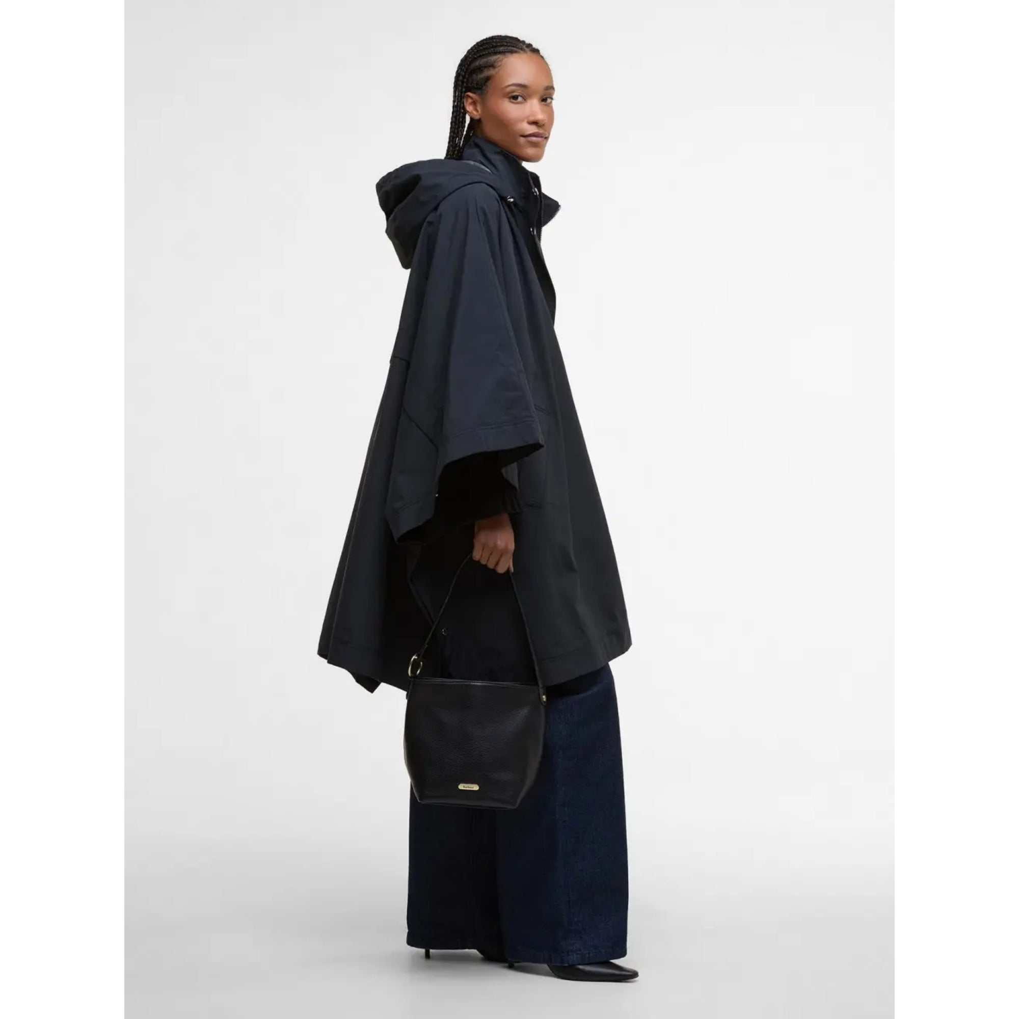 Barbour Cedar Leather Bucket Bag - Black