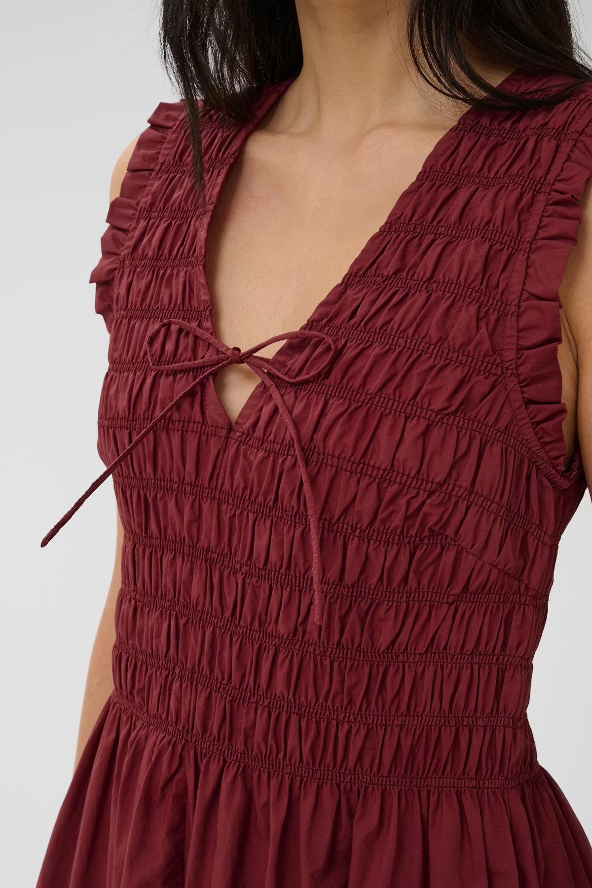 Part Two Borgnette Midi Dress In Burnt Russet