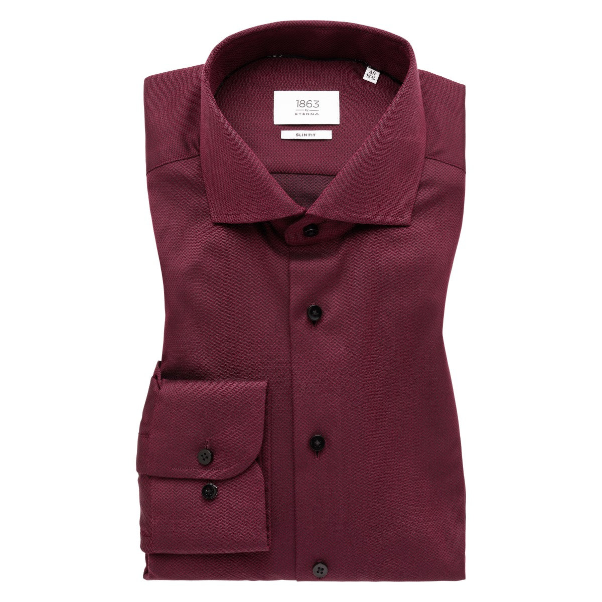 eterna 1863 Modern Fit Luxury Dobby Shirt in Burgundy