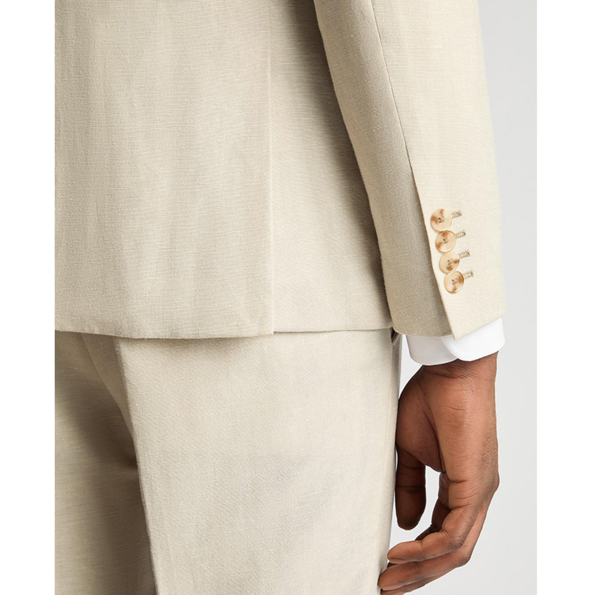 Remus Uomo Peppe Tapered Fit Linen Blend Suit Jacket Light Ecru 12271