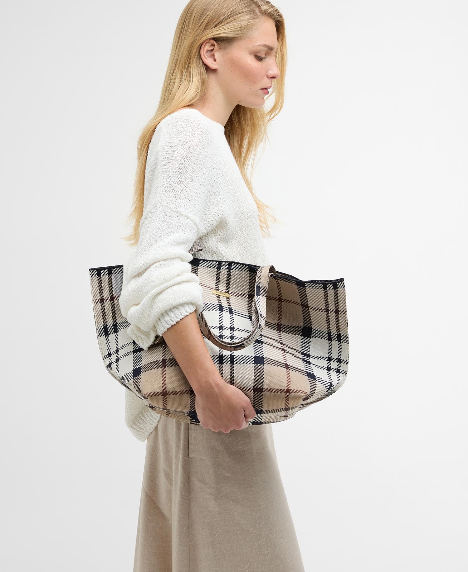 Barbour Layla Large Tote Bag In Rosewood Tartan