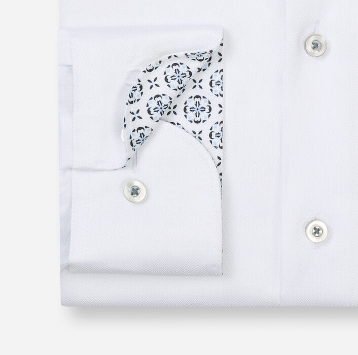 Olymp Egyptian Cotton White Shirt With Patterned Trim 1366
