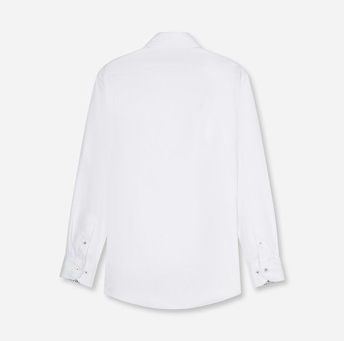 Olymp Egyptian Cotton White Shirt With Patterned Trim 1366