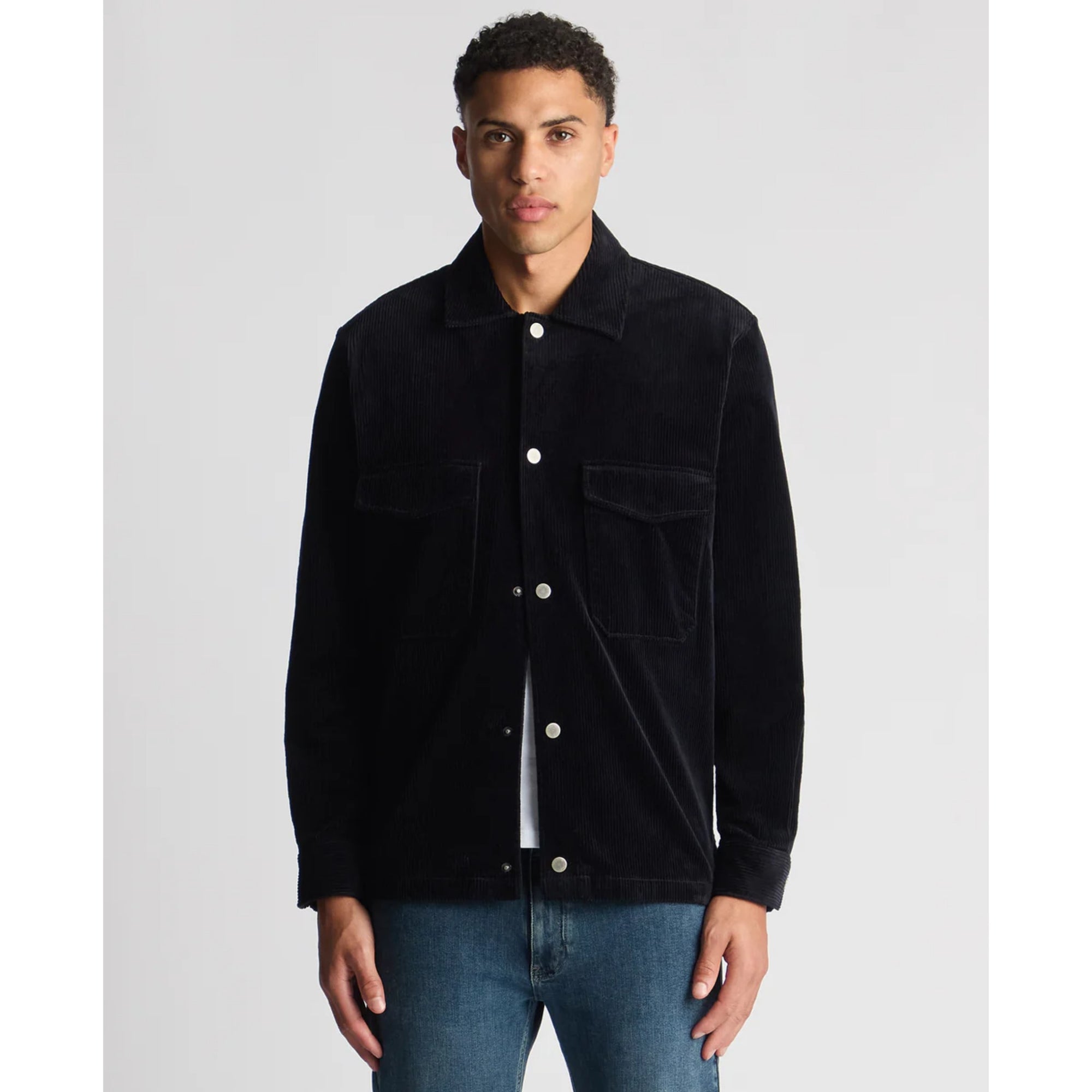 Remus Uomo Paolo Tapered Fit Corduroy Overshirt - Navy 13951