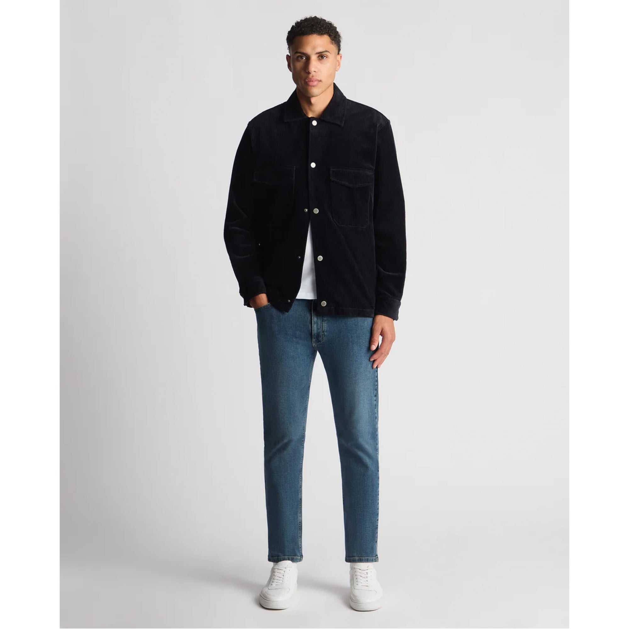 Remus Uomo Paolo Tapered Fit Corduroy Overshirt - Navy 13951