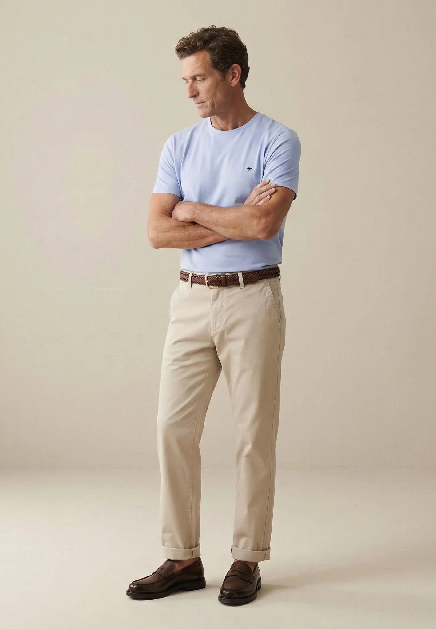Fynch-Hatton Piqué Cotton T-shirt with a Round Neck in New Breeze 16031707