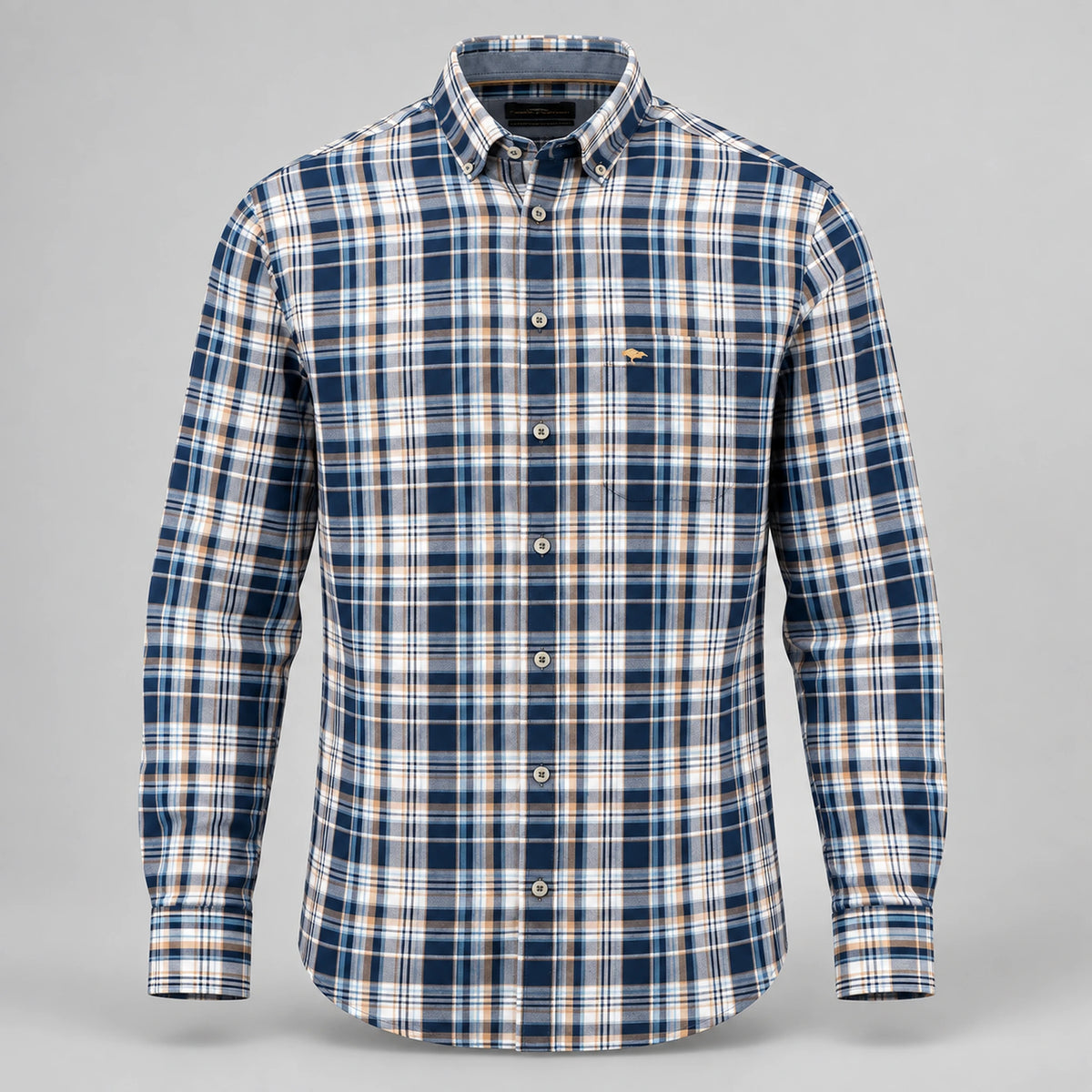 Fynch-Hatton Supersoft Cotton Check Shirt in Blue
