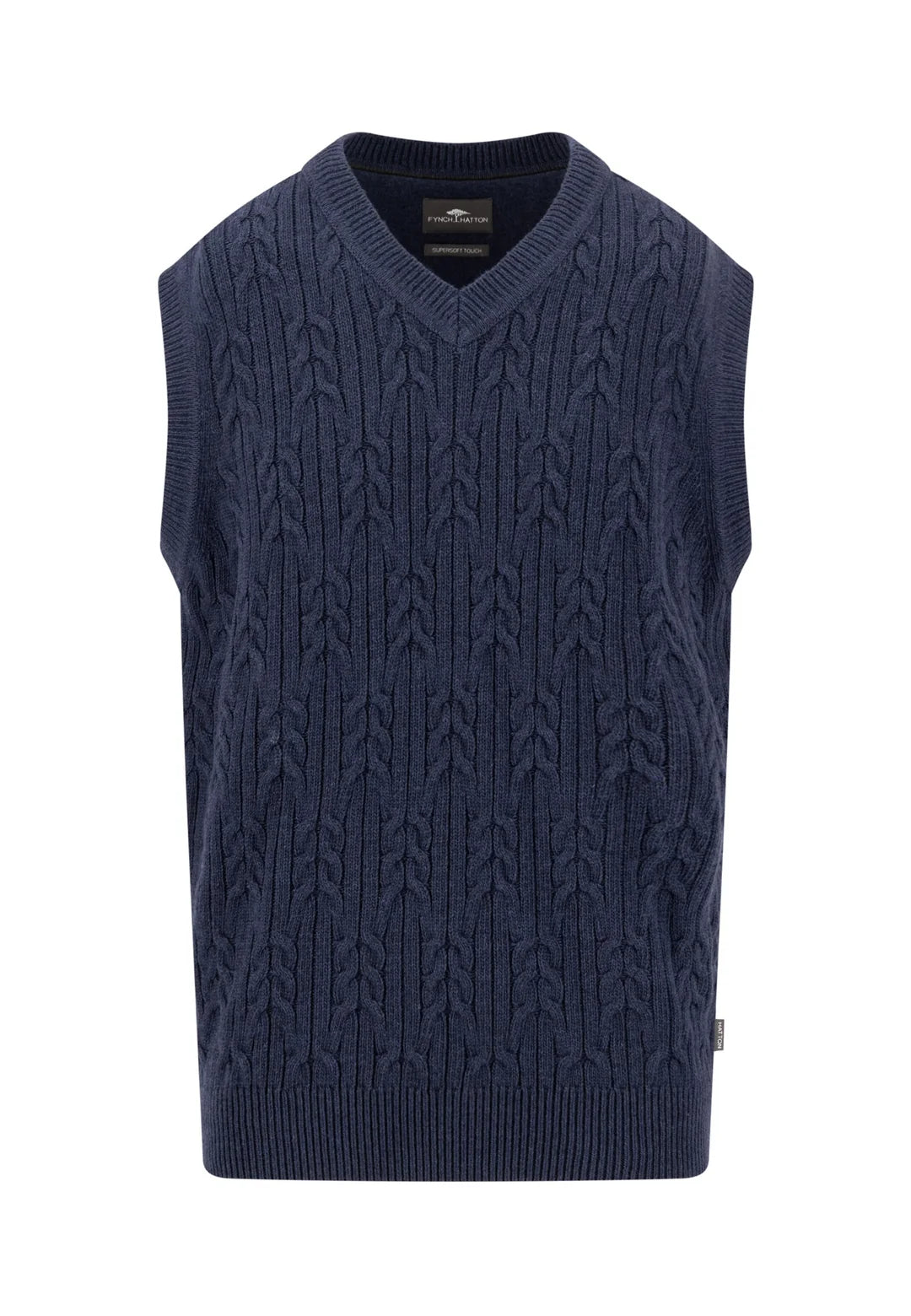 Fynch-Hatton Soft Cable Knit Slipover in Navy