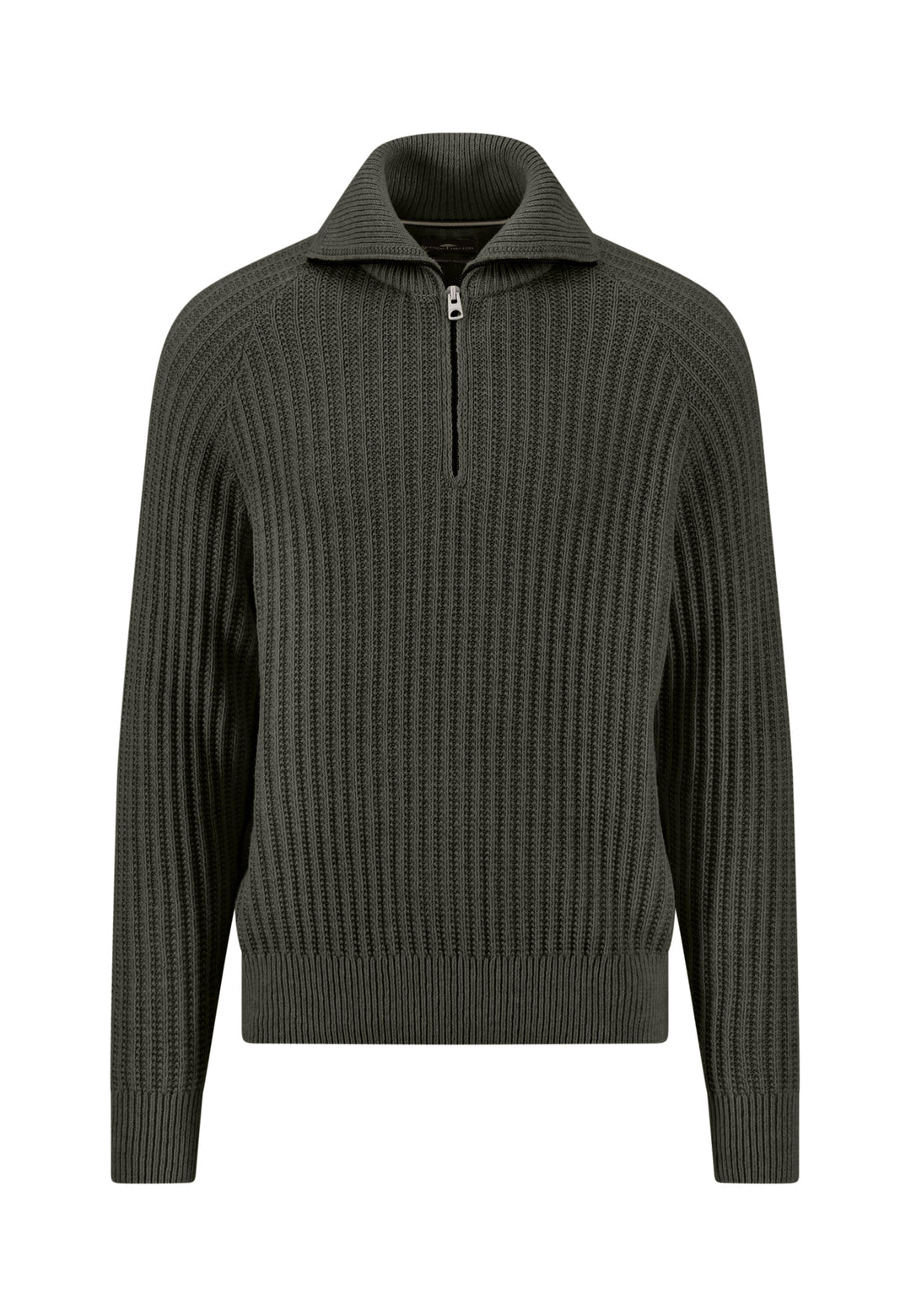 Fynch-Hatton Two Toned Troyer Zip Sweater in Green and Navy