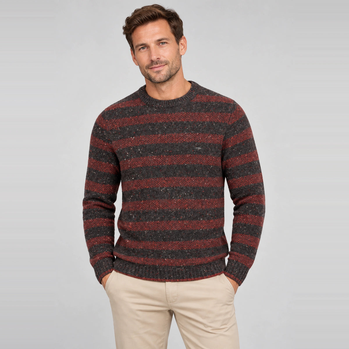 Fynch-Hatton Striped Donegal Crew Neck Sweater 1610361