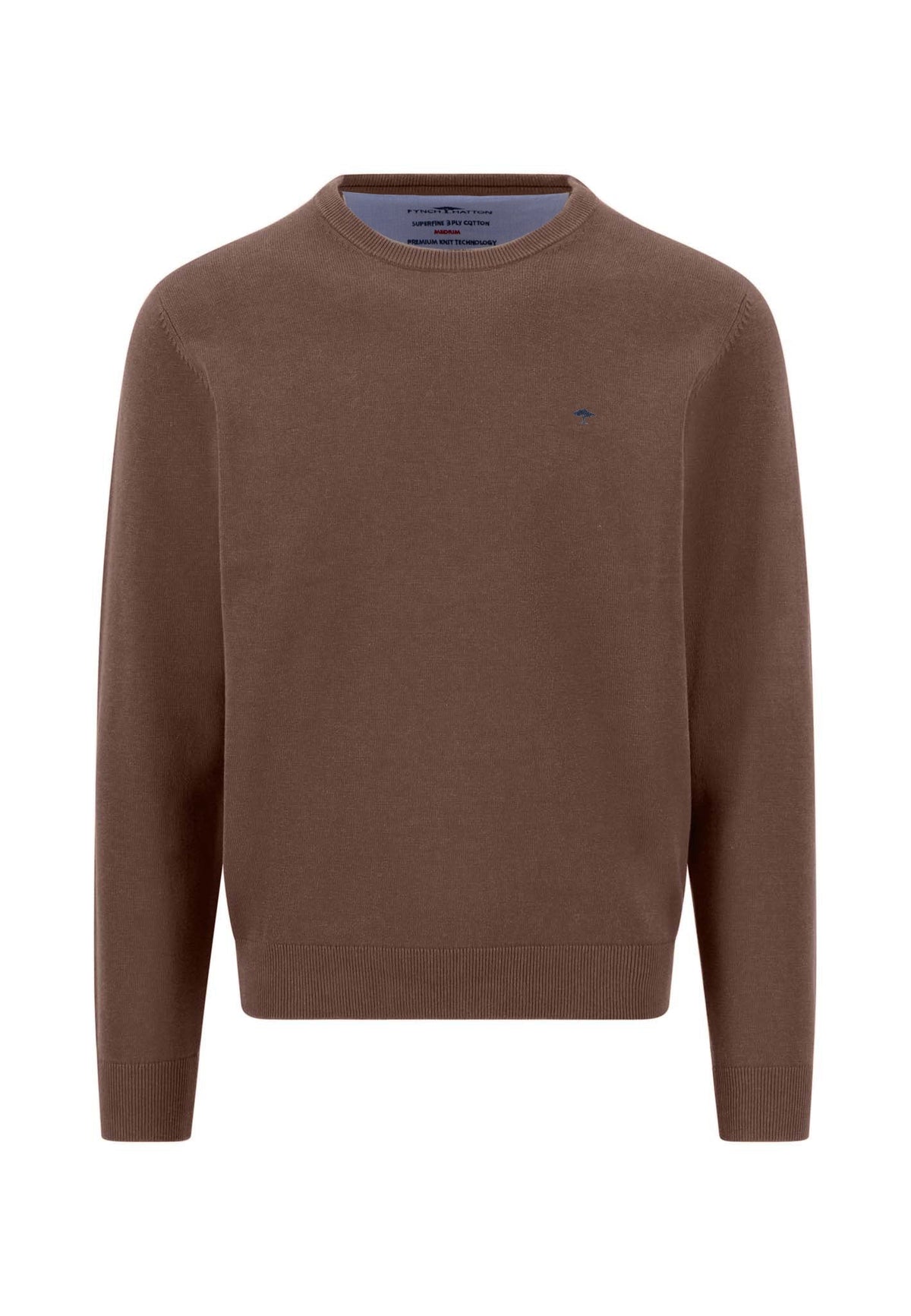 Fynch-Hatton Superfine Crew Sweater in Brown