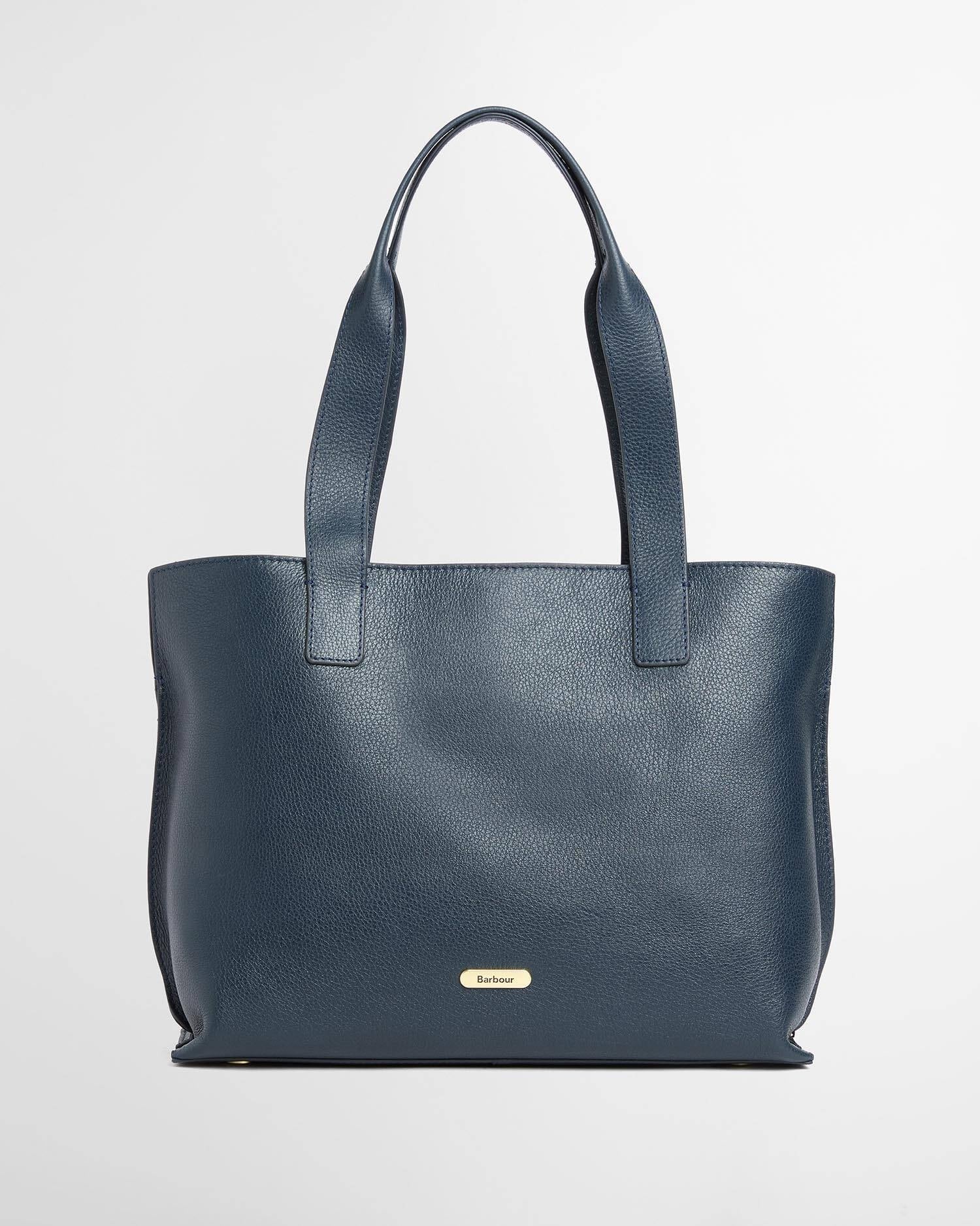 Barbour Alder Large Leather Tote Bag In Navy  LBA0548NY711