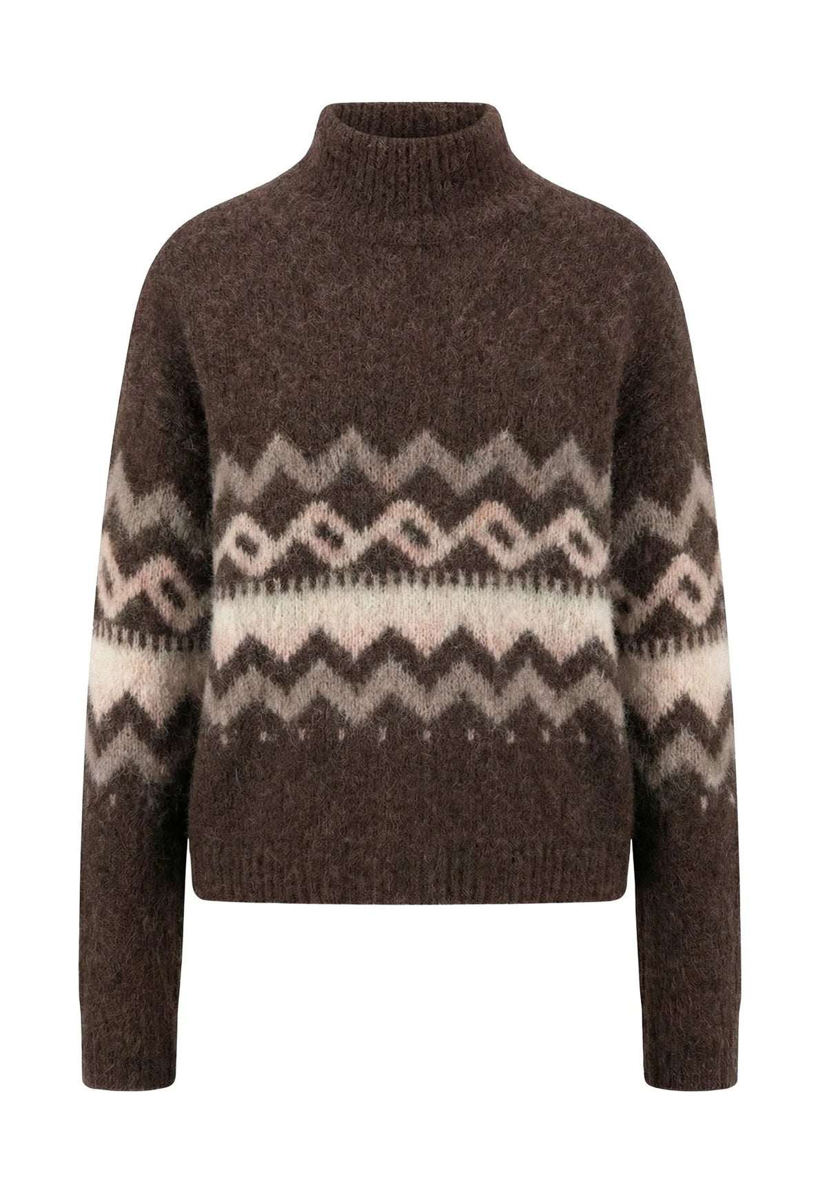 Fynch-Hatton Alpaca Wool Blend Norwegian Pattern Jumper In Espresso 26097470