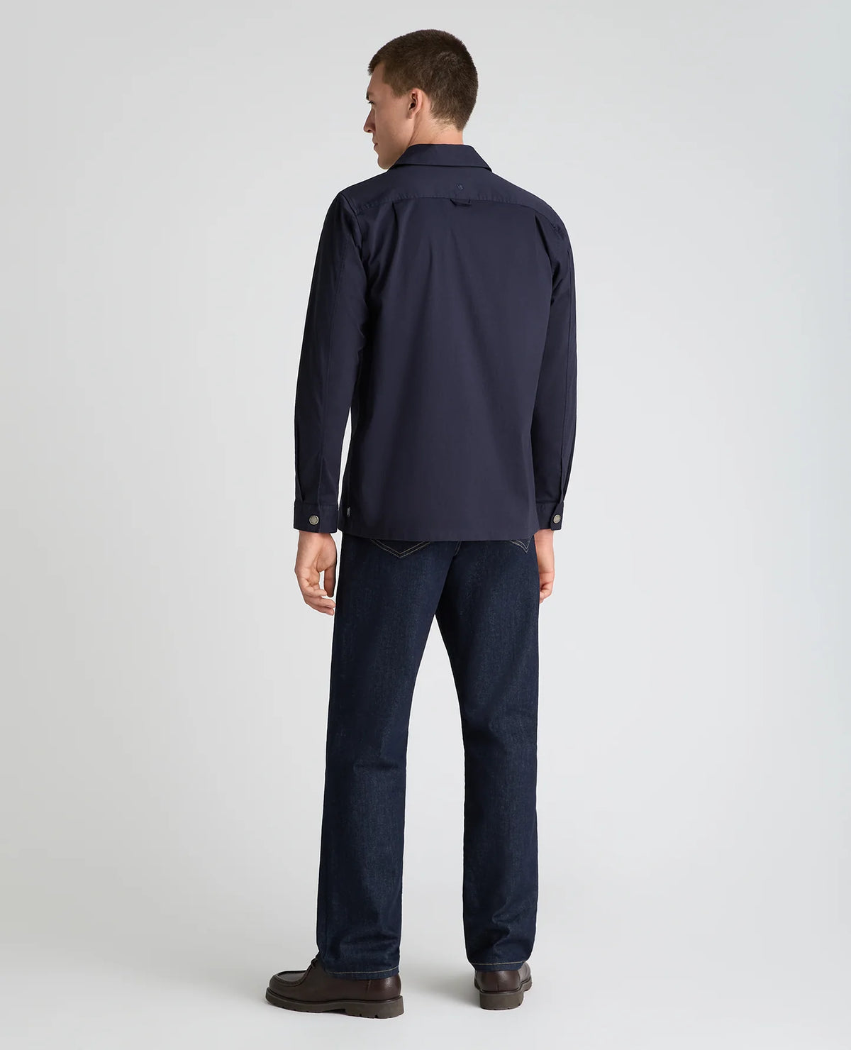 Remus Uomo Cotton Stretch Overshirt in Navy