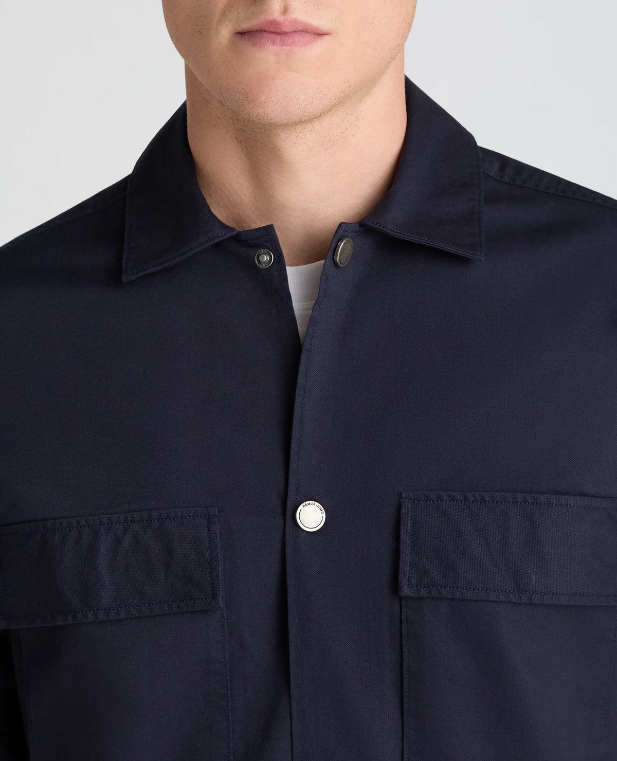 Remus Uomo Cotton Stretch Overshirt in Navy
