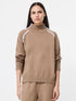 French Connection Jordan high neck jumper camel porcelain cream contrast piping front view