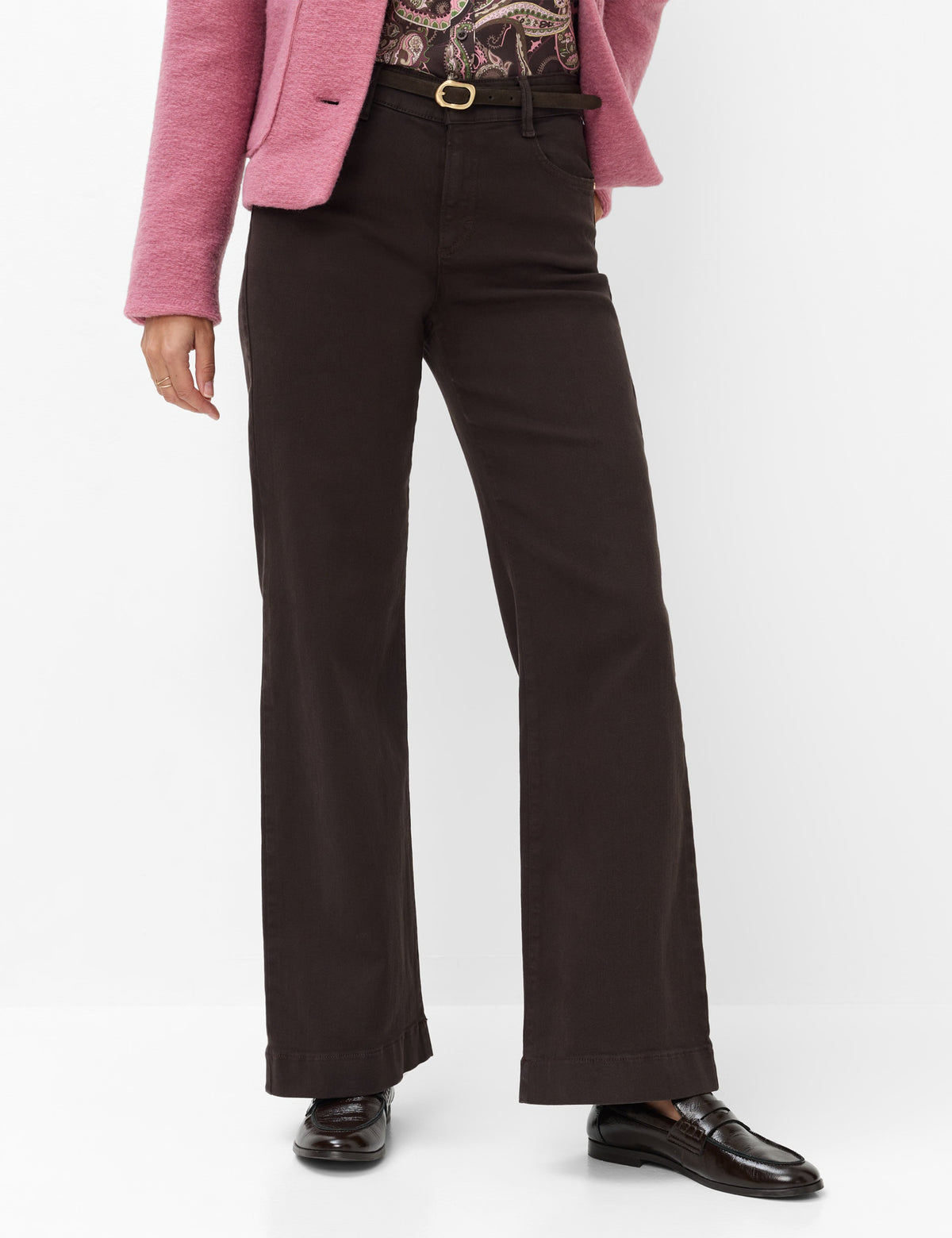Brax Maine Wide-Leg Jeans in Dark Brown Denim 09-7173