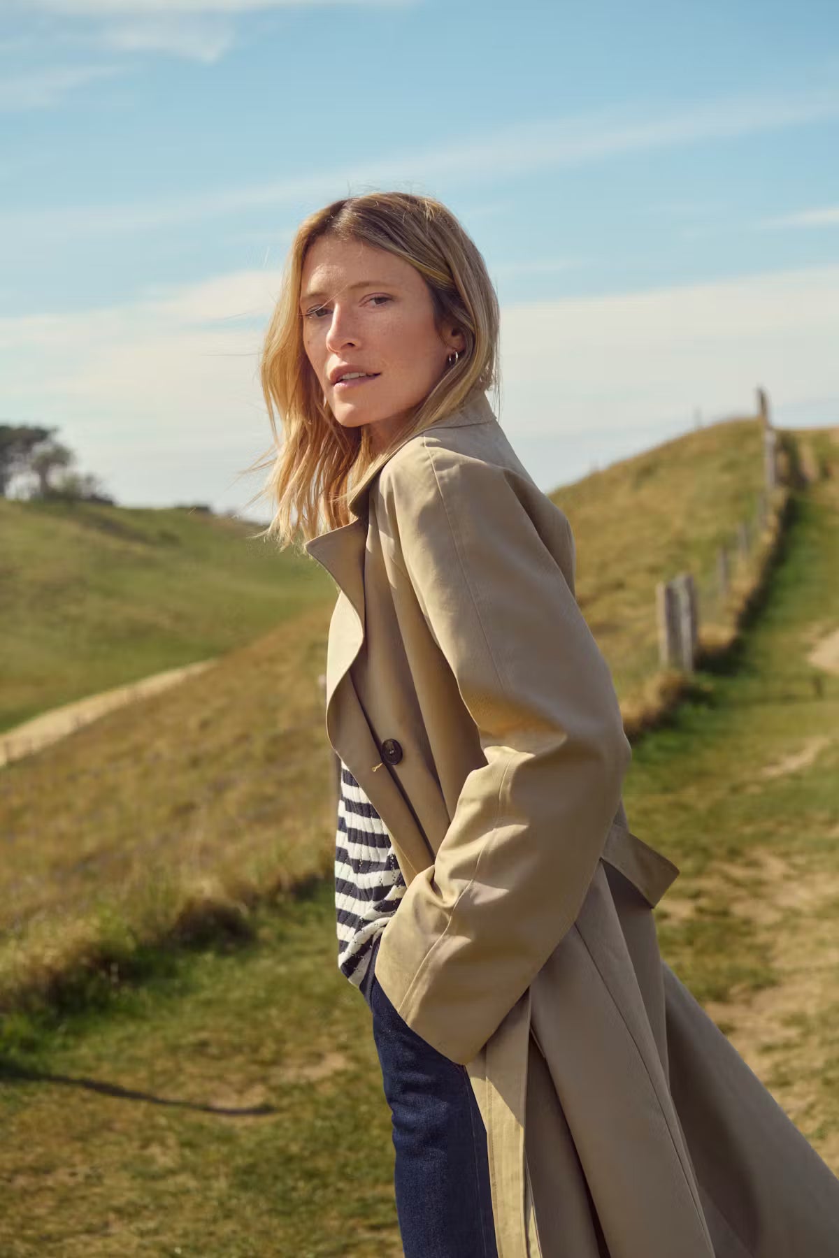 Part Two Aubrie Double-Breasted Trench Coat In Travertine