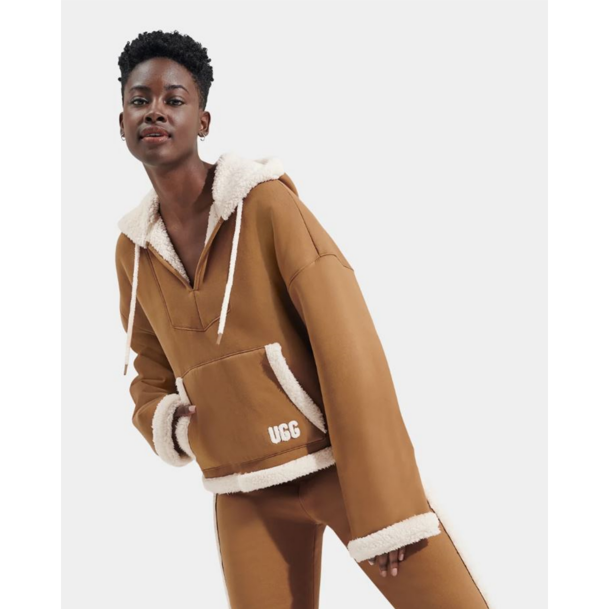 UGG® Sharonn Bonded Fleece Pullover Hoodie In Chestnut 1144457