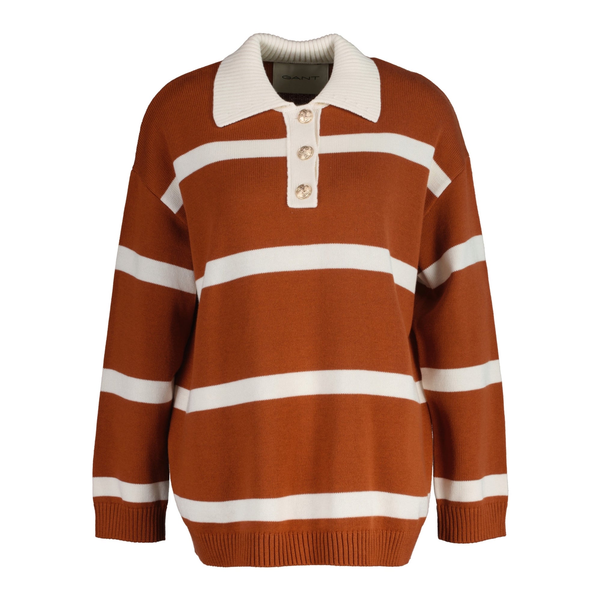 GANT Stripped Knit Rugger in Rusty Brown 4805341