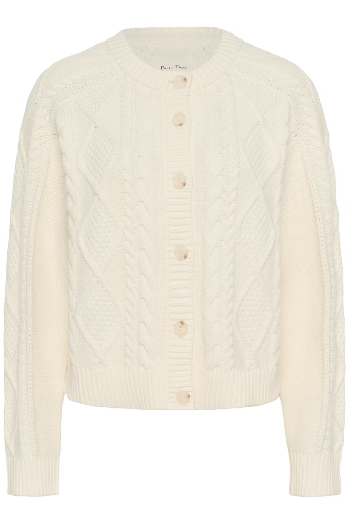 Part Two Zayra Cable Knit Cardigan In Whisper White