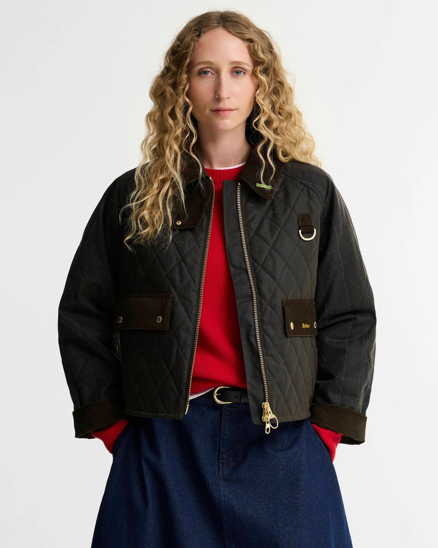 Barbour Tartan Reimagined Icons Tartan Quilted Spey Waxed Jacket In Olive/Clssic LWX1597Ol71