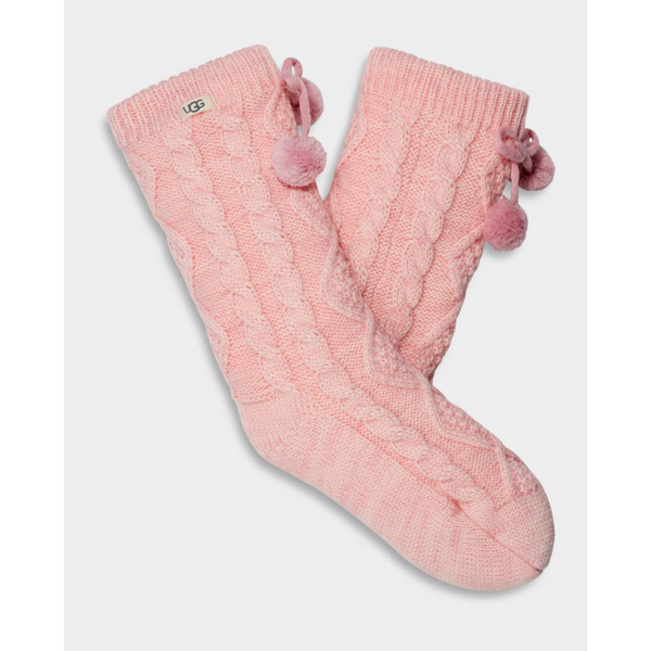 Ugg PomPom Fleece Crew Sock In Seashell Pink 4837