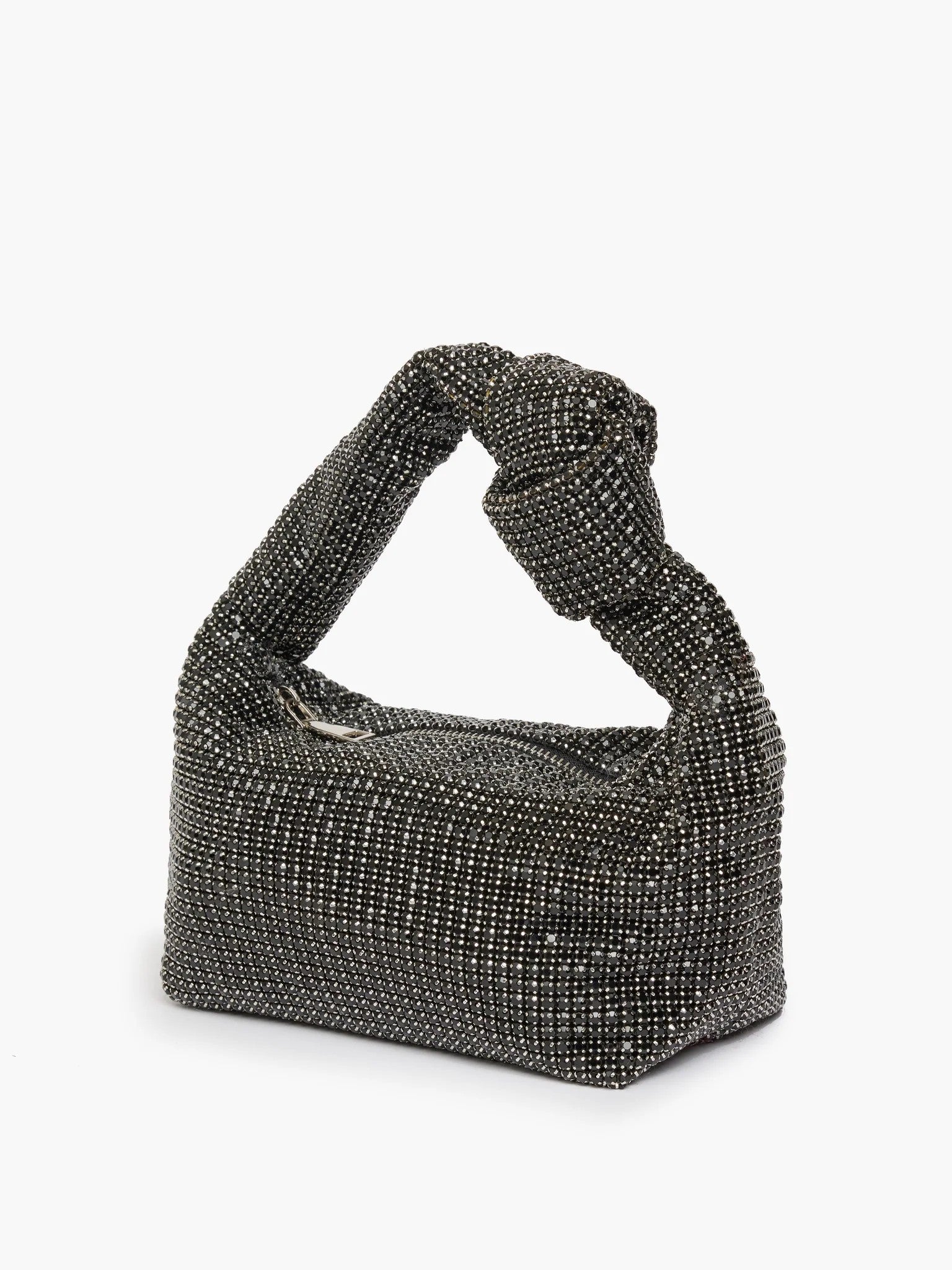 French Connection Knot Diamante bag black diamante embellishment front view