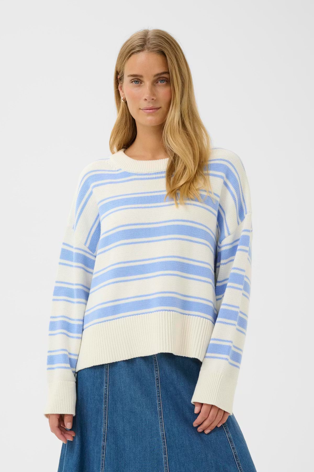 Part Two Serafine Jumper In Hydrangea Trio Stripe
