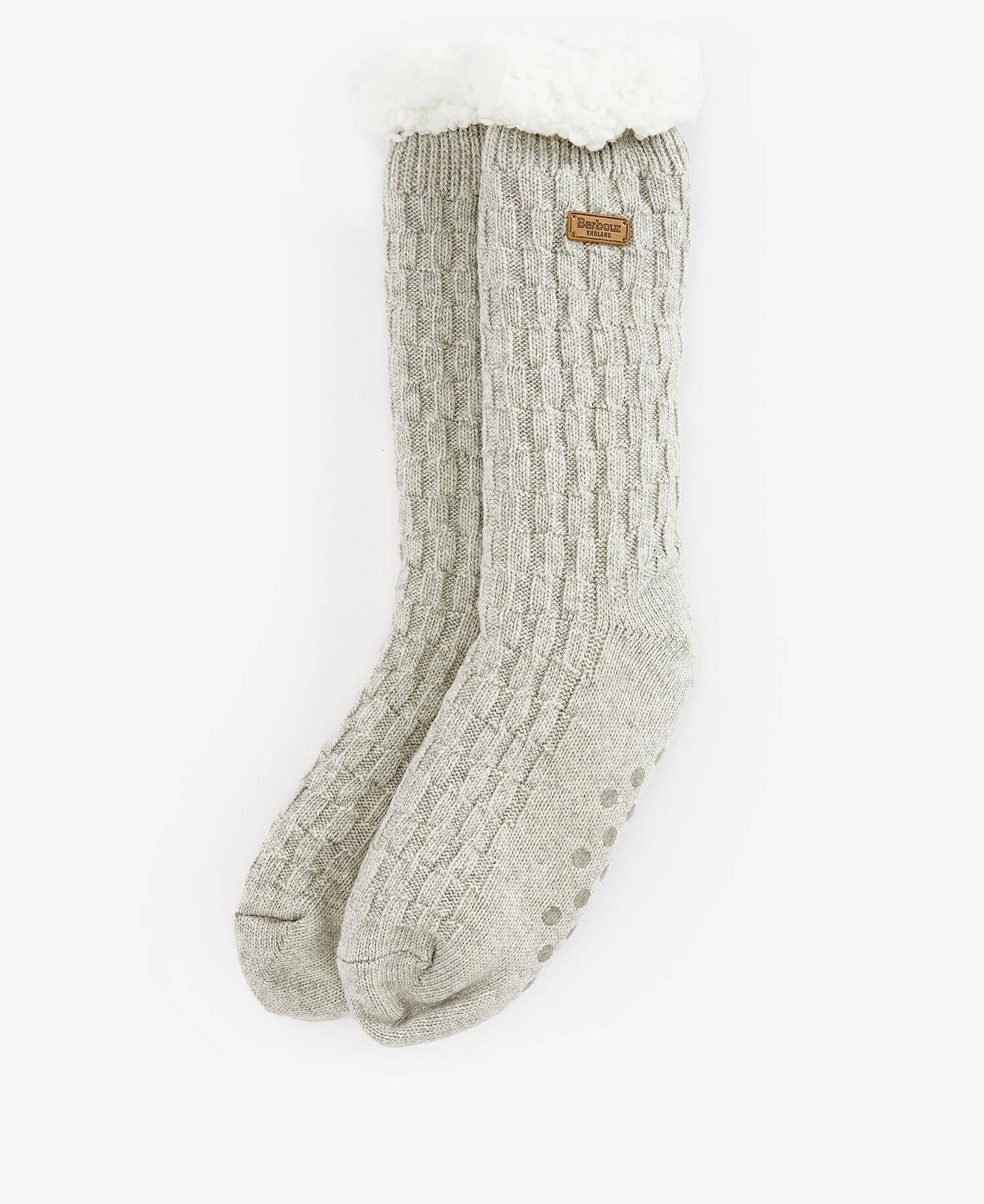 Barbour Cable Knit Lounge Socks In Light Grey LAC0297GY311