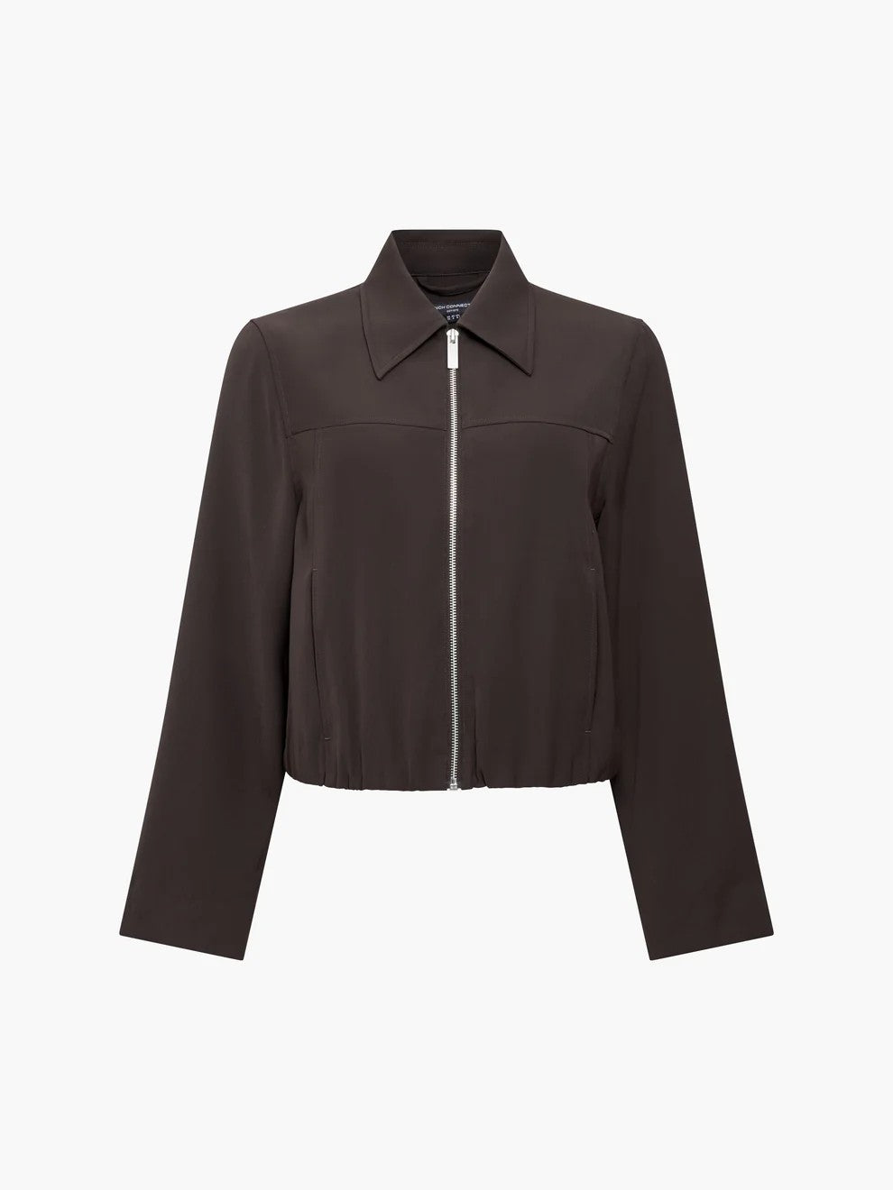 French Connection Vinnie Blouson Jacket In Mocha Brown/Porcelain Cream 0021