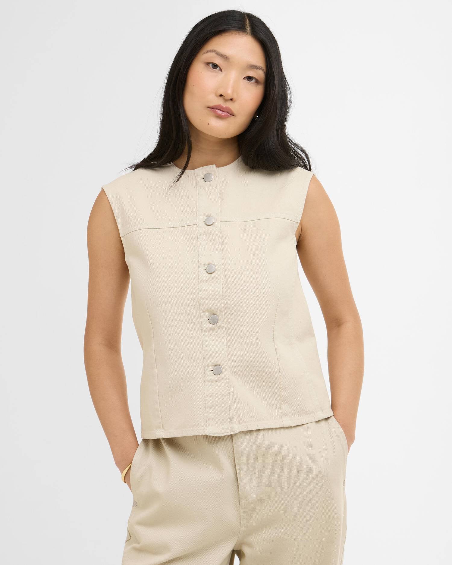 Barbour Daya Denim Waistcoat In Jasmine