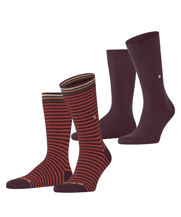 Burlington Everyday Stripe 2-Pack Men Socks in Chianti