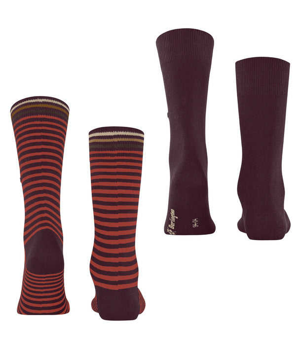 Burlington Everyday Stripe 2-Pack Men Socks in Chianti