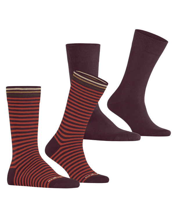 Burlington Everyday Stripe 2-Pack Men Socks in Chianti