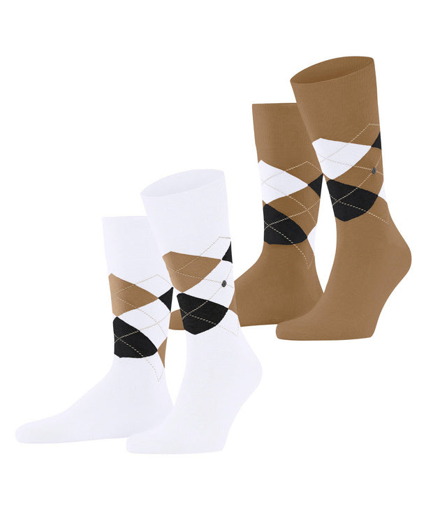 Burlington Everyday Argyle Socks Double Pack in White