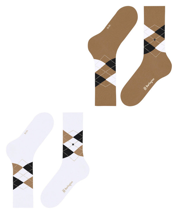 Burlington Everyday Argyle Socks Double Pack in White