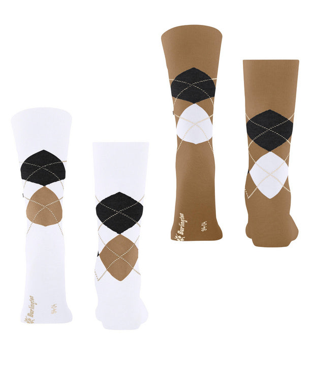 Burlington Everyday Argyle Socks Double Pack in White