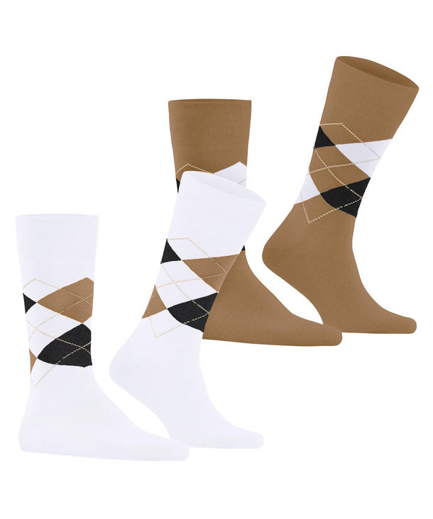 Burlington Everyday Argyle Socks Double Pack in White